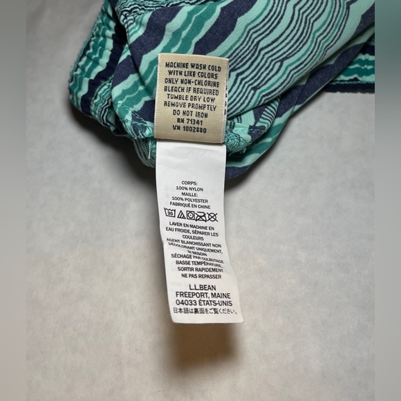 L.L.Bean Men’s Baggies Size Medium Light Green Sea Foam Ocean Wave Print - Picture 15 of 16